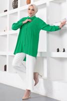 Tesettür giyim YEŞİL CEPLİ BÜRÜMCÜK GÖMLEK TUNİK T 44516