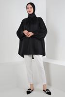 Tesettür giyim SİYAH YARASA KOL SATEN TUNİK T 4985