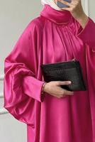 Tesettür giyim FUŞYA YARASA KOL SATEN TUNİK T 4985