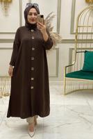 Tesettür giyim KAHVE ÇITÇITLI YANI YIRTMAÇLI TUNİK T 50412	