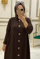 Tesettür giyim KAHVE ÇITÇITLI YANI YIRTMAÇLI TUNİK T 50412	