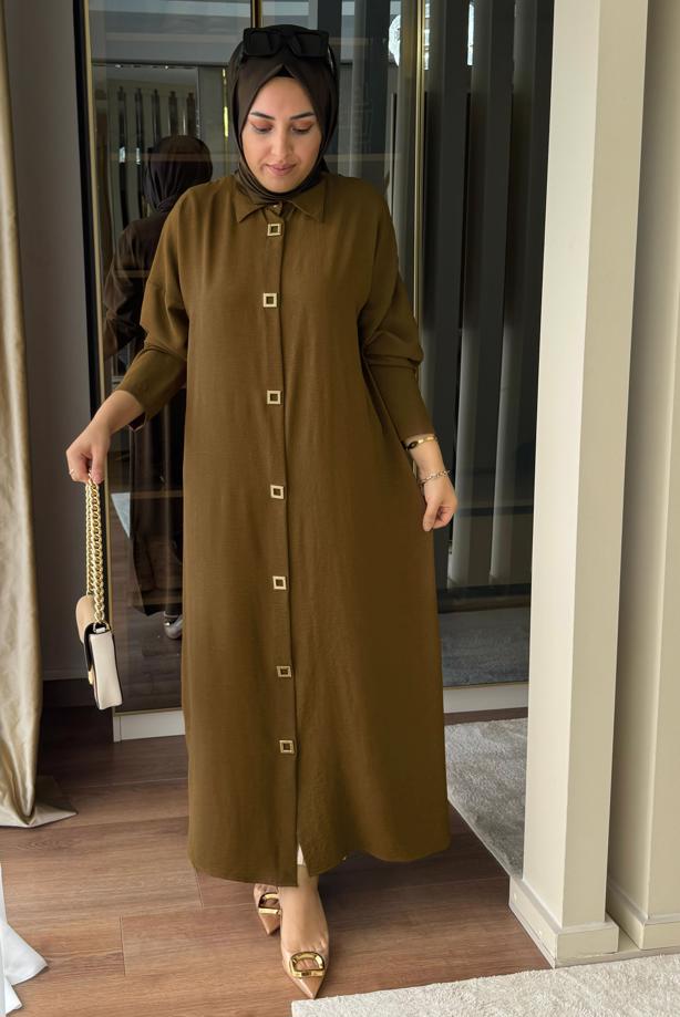 Vêtements hijab TABA TUNIQUE À CROCHETS AVEC FENTES SUR LES CÔTÉS T 50412 - TRENDTESETTÜR