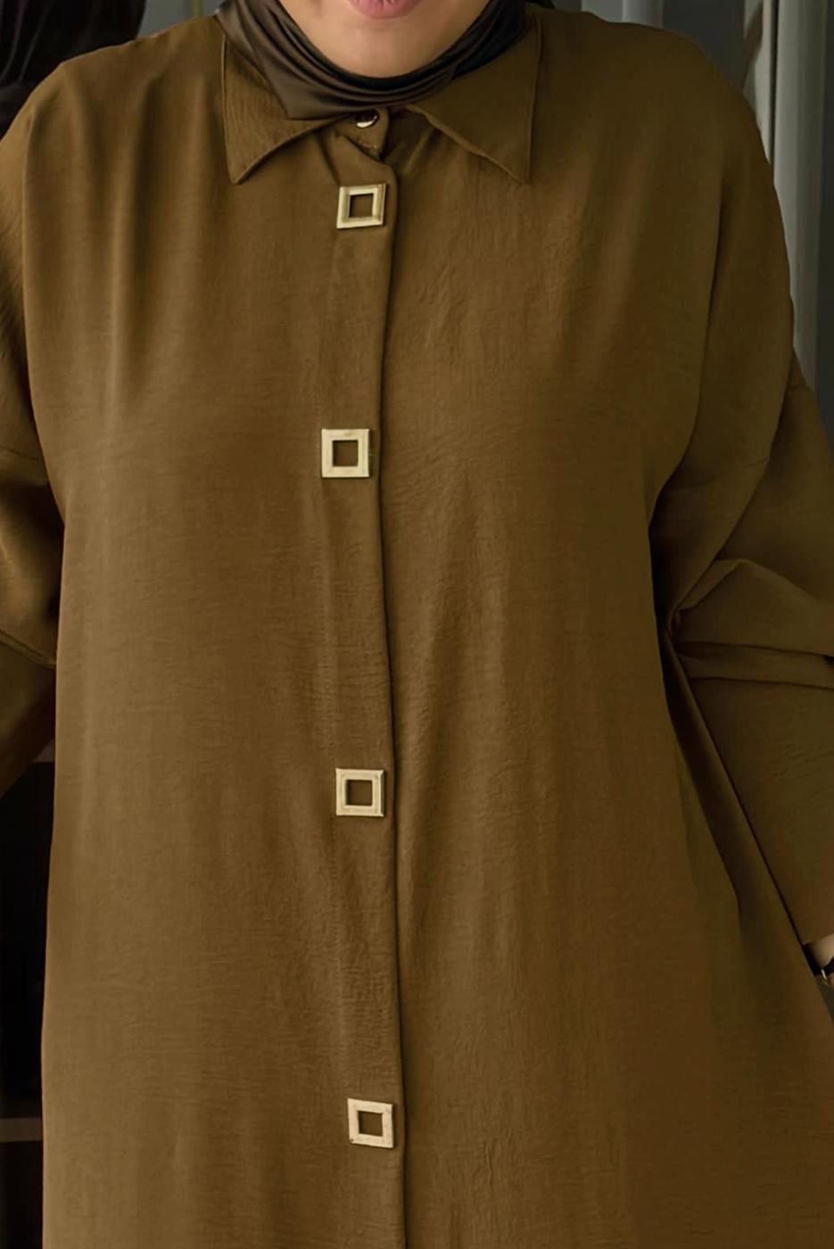 Tesettür giyim TABA ÇITÇITLI YANI YIRTMAÇLI TUNİK T 50412	