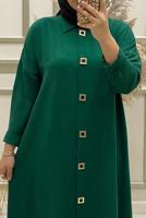 Tesettür giyim YEŞİL ÇITÇITLI YANI YIRTMAÇLI TUNİK T 50412	