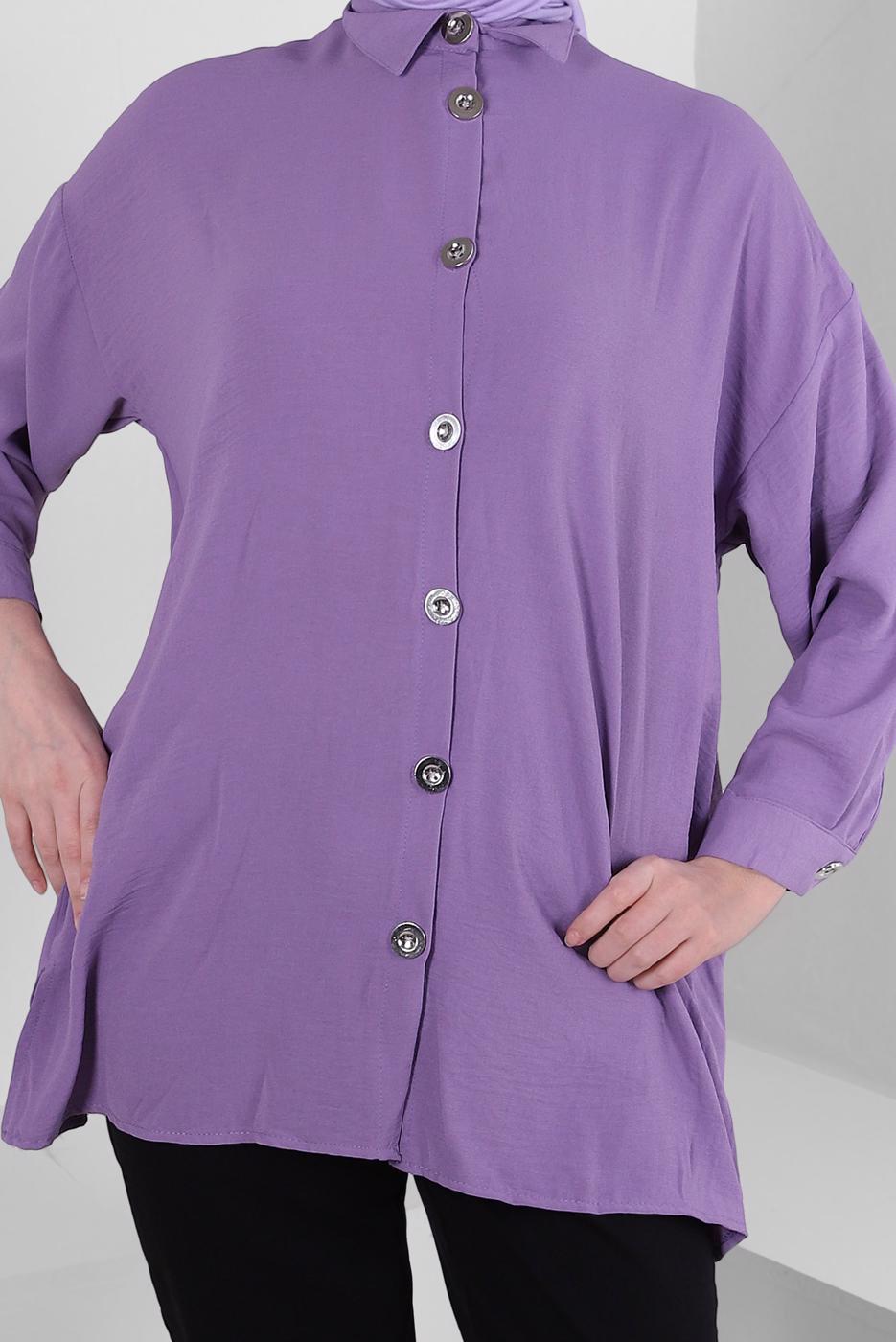 Vêtements hijab POURPRE TUNIQUE CHEMISE BOUTONNÉE T 5234