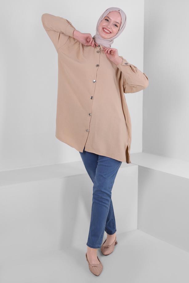 Tesettür giyim  DÜĞMELİ GÖMLEK TUNİK T 5234 - TRENDTESETTÜR