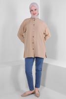 Vêtements hijab BEIGE TUNIQUE CHEMISE BOUTONNÉE T 5234