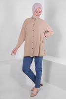 Vêtements hijab BEIGE TUNIQUE CHEMISE BOUTONNÉE T 5234