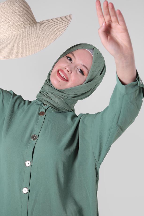 Tesettür giyim  DÜĞMELİ GÖMLEK TUNİK T 5234 - TRENDTESETTÜR