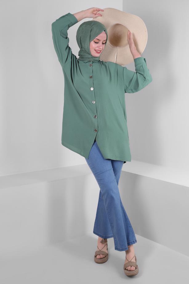 Tesettür giyim  DÜĞMELİ GÖMLEK TUNİK T 5234 - TRENDTESETTÜR