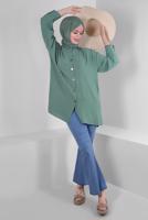 Hijab clothing GREEN BUTTONED SHIRT TUNIC T 5234