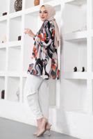 Tesettür giyim SİYAH DESENLİ GÖMLEK TUNİK T 5888