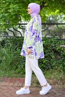 Tesettür giyim MOR DESENLİ GÖMLEK TUNİK T 5888