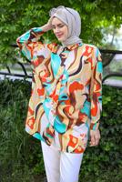 Tesettür giyim SARI DESENLİ GÖMLEK TUNİK T 5888