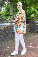 Tesettür giyim SARI DESENLİ GÖMLEK TUNİK T 5888