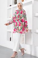 Tesettür giyim FUŞYA DESENLİ GÖMLEK TUNİK T 5888