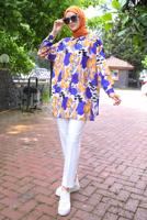 Tesettür giyim LACİVERT DESENLİ GÖMLEK TUNİK T 5888