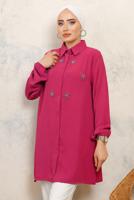 Tesettür giyim FUŞYA TAŞ BASKILI GÖMLEK TUNİK T 6513