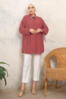 Hijab clothing PINK TIED CUFFS SHIRT TUNIC WITH GEM DETAIL T 7513