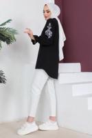 Tesettür giyim SİYAH KOLU NAKIŞLI GÖMLEK TUNİK T 75416