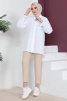 Tesettür giyim BEYAZ KOLU NAKIŞLI GÖMLEK TUNİK T 75416