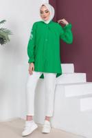 Tesettür giyim YEŞİL KOLU NAKIŞLI GÖMLEK TUNİK T 75416