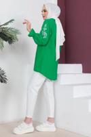 Tesettür giyim YEŞİL KOLU NAKIŞLI GÖMLEK TUNİK T 75416