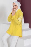Tesettür giyim SARI KOLU NAKIŞLI GÖMLEK TUNİK T 75416