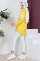 Tesettür giyim SARI KOLU NAKIŞLI GÖMLEK TUNİK T 75416