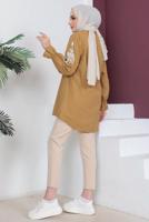 Tesettür giyim KAHVE KOLU NAKIŞLI GÖMLEK TUNİK T 75416