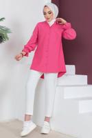 Tesettür giyim FUŞYA KOLU NAKIŞLI GÖMLEK TUNİK T 75416