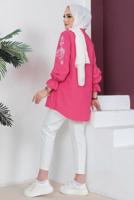 Tesettür giyim FUŞYA KOLU NAKIŞLI GÖMLEK TUNİK T 75416