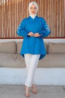 Tesettür giyim LACİVERT KOLU NAKIŞLI GÖMLEK TUNİK T 75416
