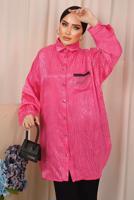 Tesettür giyim FUŞYA ZEBRA DESENLİ CEP DETAYLI GÖMLEK TUNİK T 8503