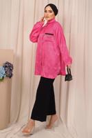 Tesettür giyim FUŞYA ZEBRA DESENLİ CEP DETAYLI GÖMLEK TUNİK T 8503