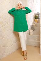 Tesettür giyim YEŞİL İNCİ DETAYLI AEROBİN GÖMLEK TUNİK T 8513