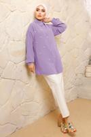 Tesettür giyim MOR İNCİ DETAYLI AEROBİN GÖMLEK TUNİK T 8513