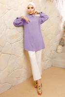Tesettür giyim MOR İNCİ DETAYLI AEROBİN GÖMLEK TUNİK T 8513