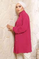 Tesettür giyim FUŞYA İNCİ DETAYLI AEROBİN GÖMLEK TUNİK T 8513