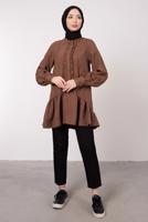 Tesettür giyim KAHVE FIRFIR DETAYLI VOLANLI TUNİK T 8985