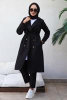 Vêtements hijab NOIR TRENCH AVEC CEINTURE T 3585