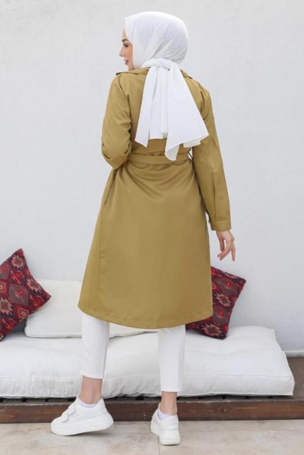 Vêtements hijab  TRENCH COAT WITH BELT T 3585 - TRENDTESETTÜR