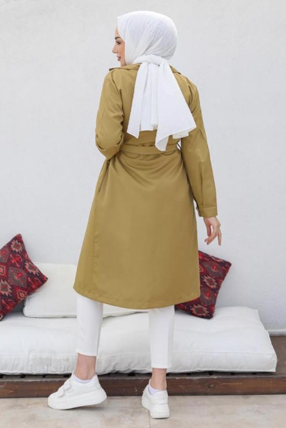 Vêtements hijab BRUN TRENCH AVEC CEINTURE T 3585