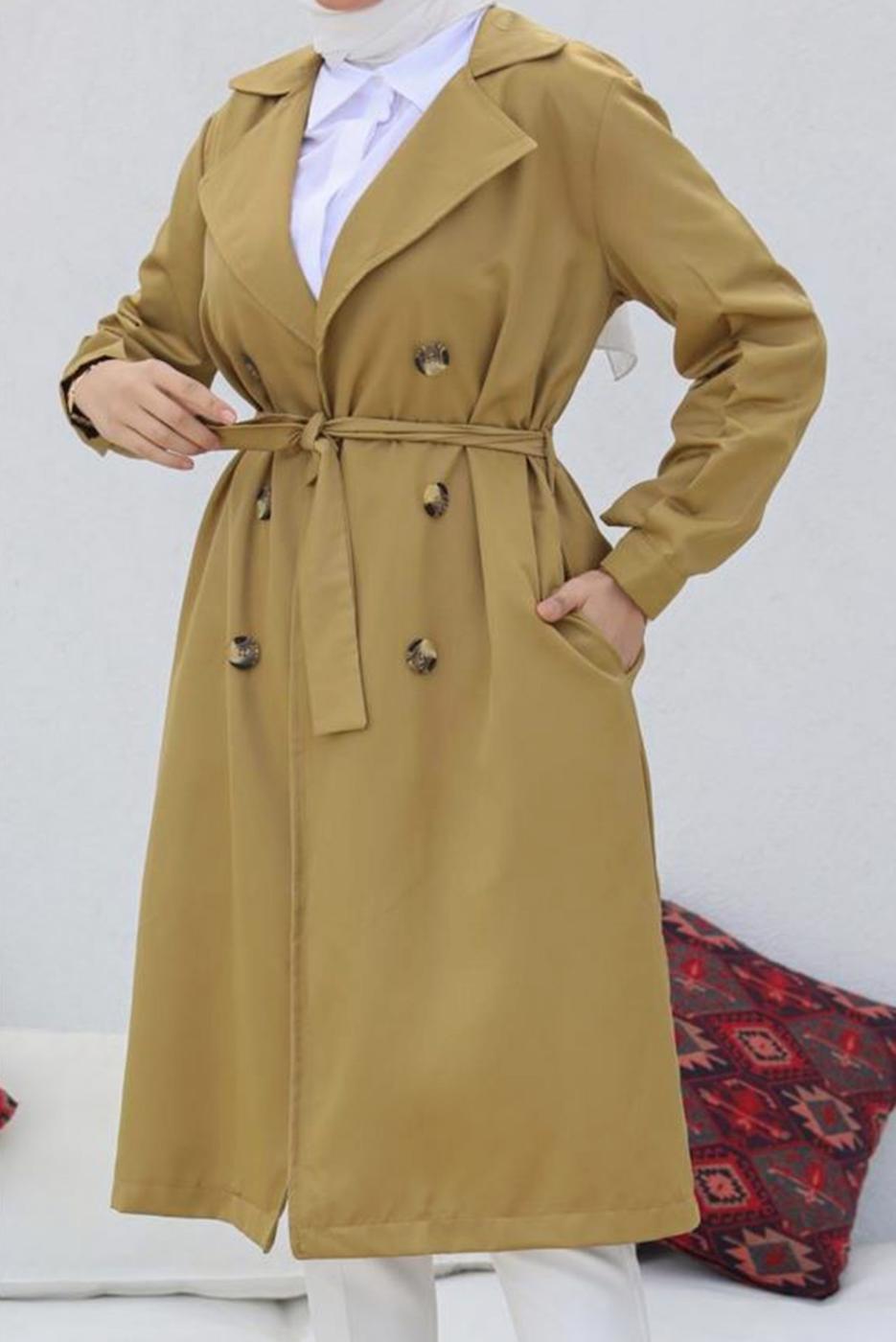 Vêtements hijab BRUN TRENCH AVEC CEINTURE T 3585