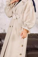 Tesettür giyim BEJ KUŞAKLI DÜĞME DETAYLI TRENÇKOT T 36007