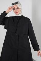 Tesettür giyim SİYAH DÜĞME DETAYLI BOLEROLU TRENÇKOT T 95007