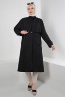 Tesettür giyim SİYAH DÜĞME DETAYLI BOLEROLU TRENÇKOT T 95007