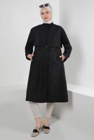 Tesettür giyim SİYAH DÜĞME DETAYLI BOLEROLU TRENÇKOT T 95007