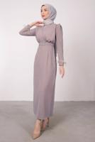 Vêtements hijab VISON ROBE CEINTURE À FOURRURE T 80047