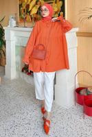 Tesettür giyim TURUNCU ROBADAN VOLANLI DÜĞMELİ TUNİK T 0178